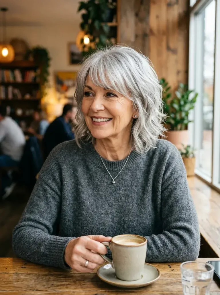 Silver Textured Shag Hairstyle For Women Over 60