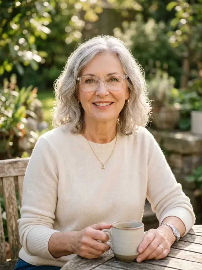Transparent or Clear Frames Glasses for Older Women with Gray Hair
