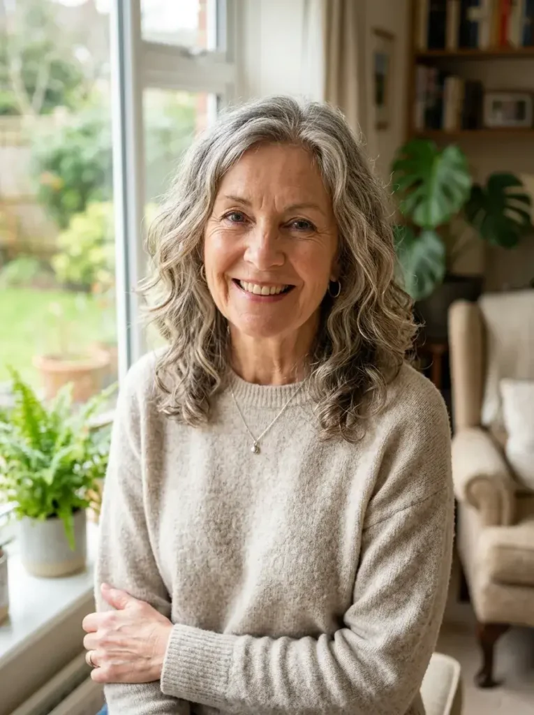 Mid Length Wavy Style Haircut For Over 60
