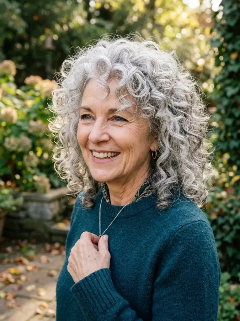 Shaggy Curly Style Haircut For Over 60