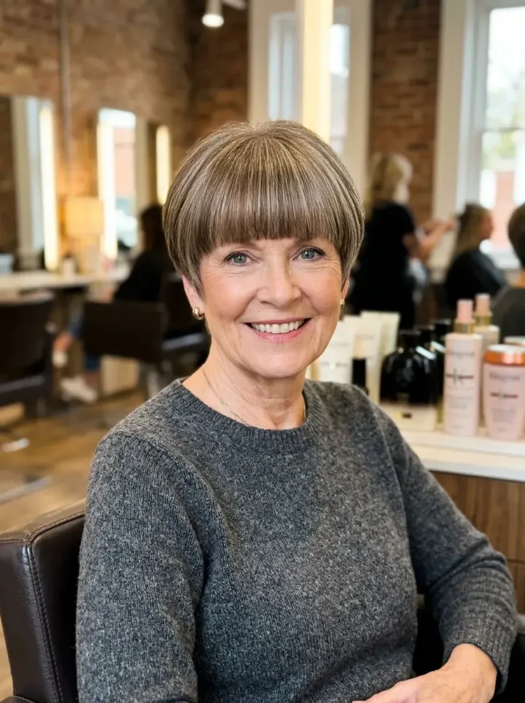 Short Cut with Full Fringe Haircut For Over 60