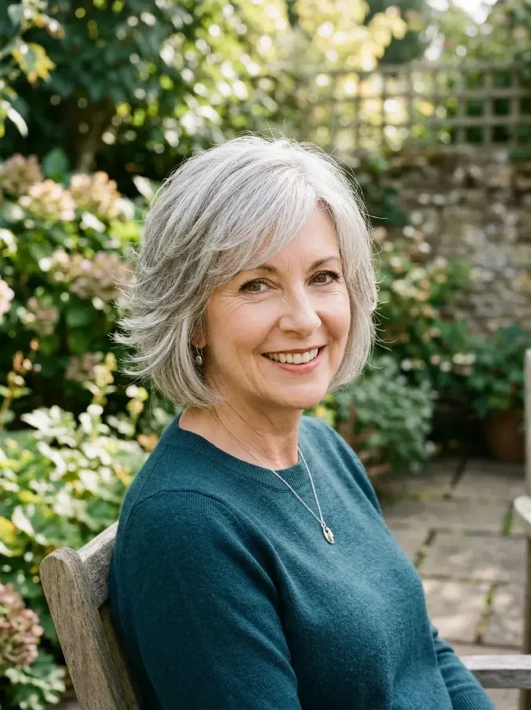Feathered Bob Haircut for Mature Women