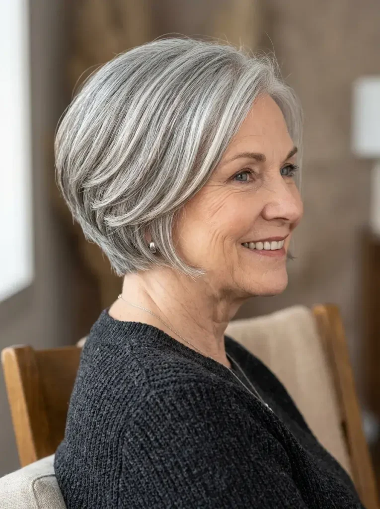 Short Graduated Bob Haircut for Women Over 60