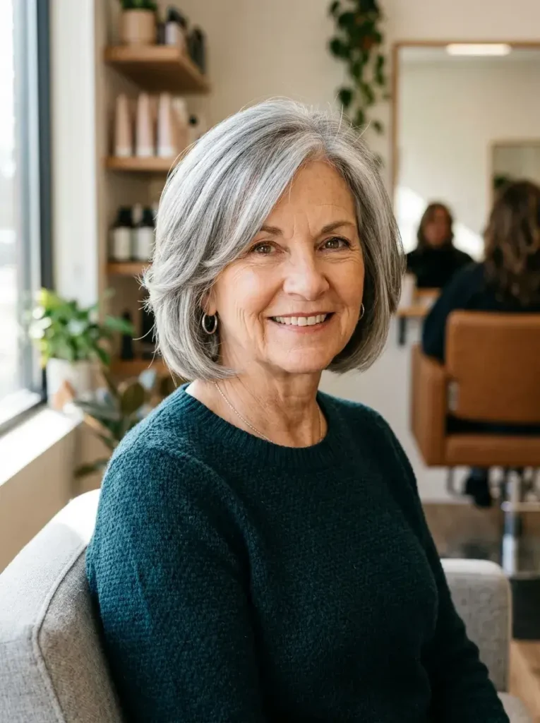 Soft Layered Classic Bob Haircut for Women Over 60