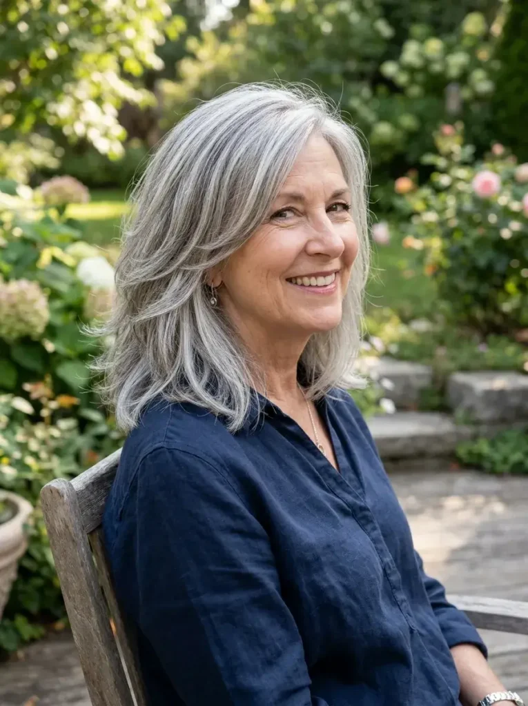 Long Bob with Subtle Layers Haircut for Women Over 60