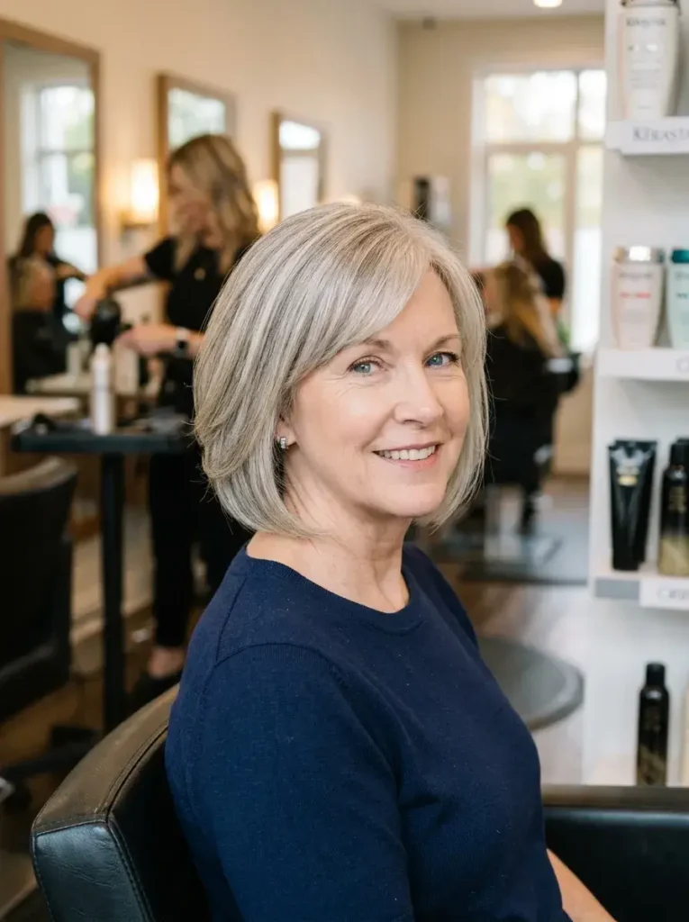 Tapered Neck-Length Bob Haircut for Women Over 60