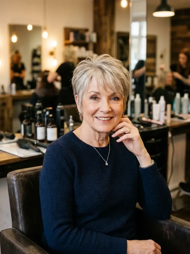 Pixie with Light Bangs Haircut For Over 60