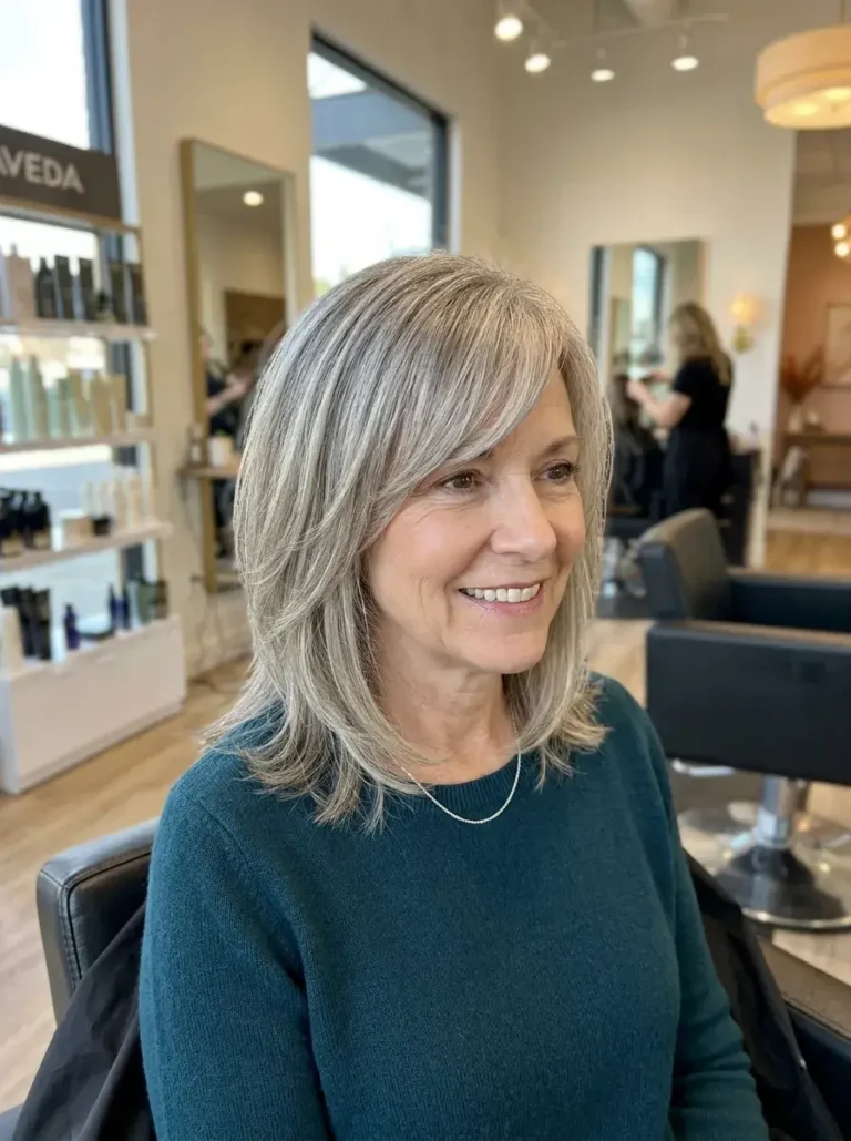 Razor Cut with Side-Swept Fringe Hairstyle for Older Women