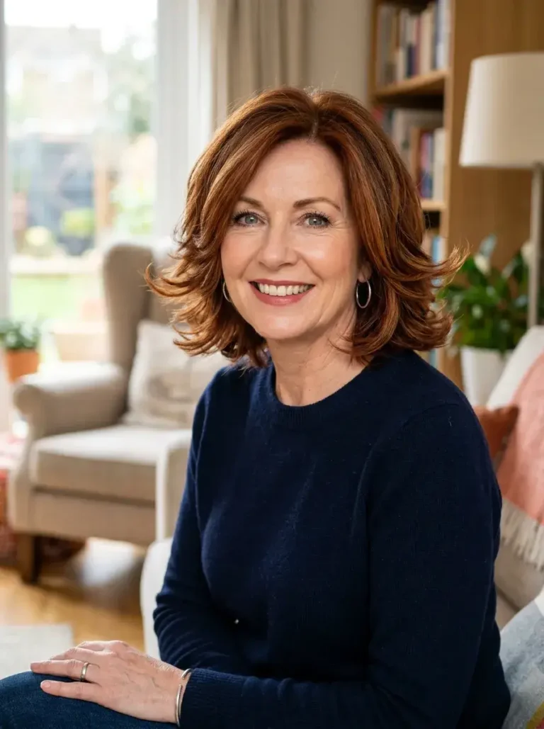 Auburn Bob with Flipped Layers for Women Over 50