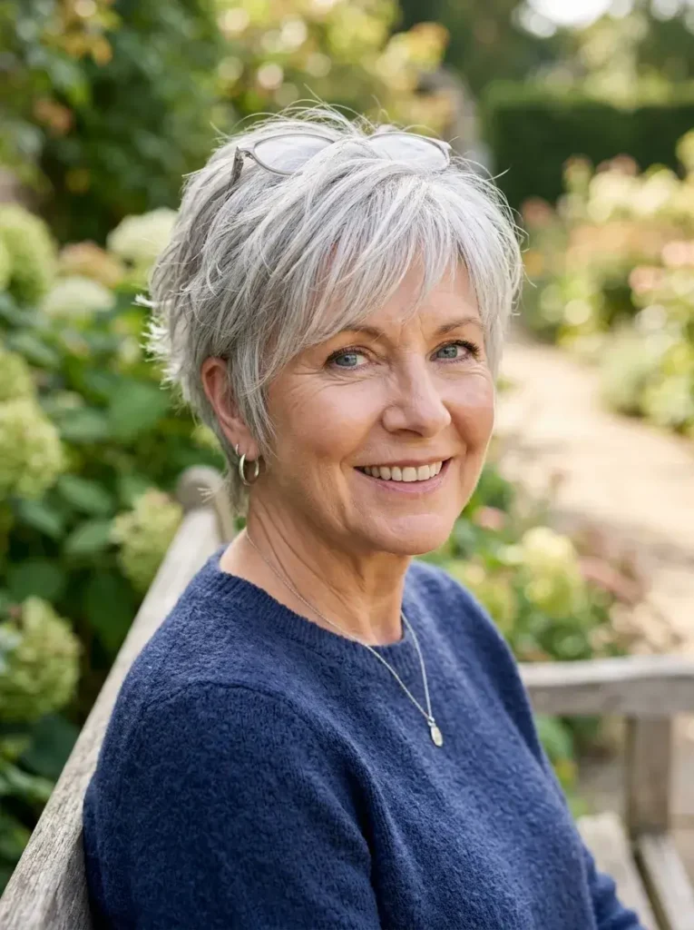 Choppy Silver Shag Pixie Short Haircuts for Women Over 60 with Thin Fine Hair Choppy Silver Shag Pixie Short Haircuts for Women Over 60 with Thin Fine Hair