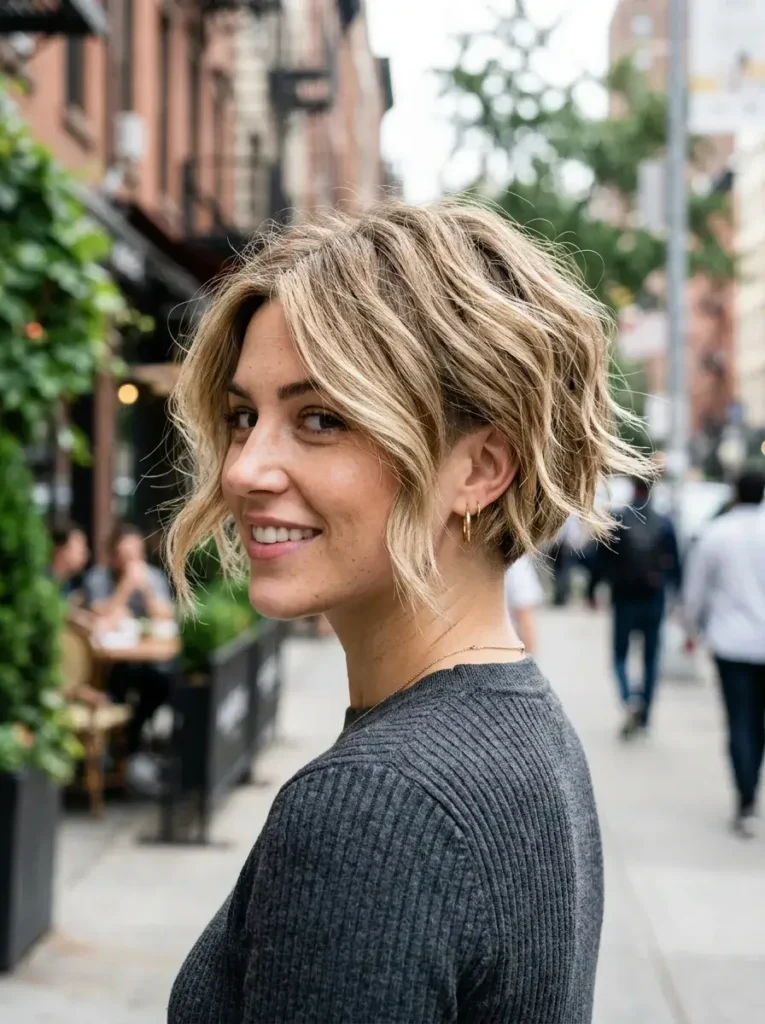 Textured Undercut Bob with Loose Ends Hairstyle